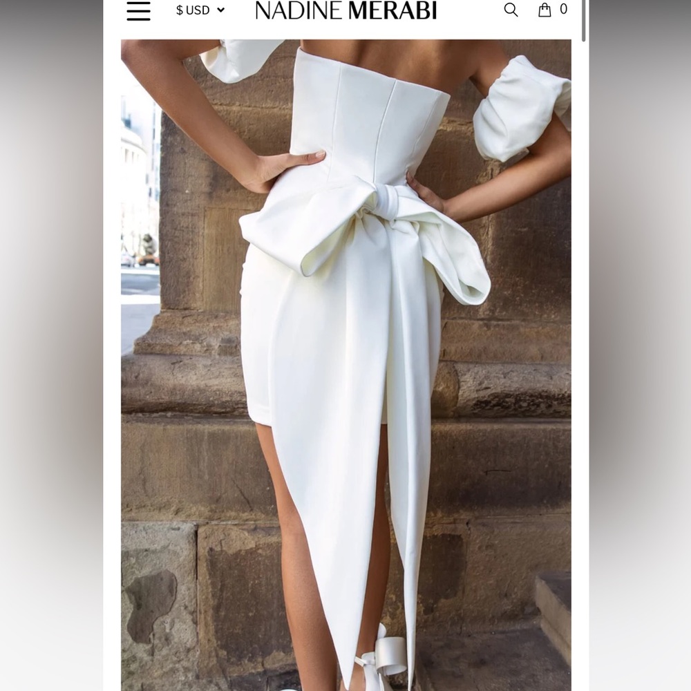 NADINE MERABI BRIDAL EMILIEE WHITE DRESS - Size S/M